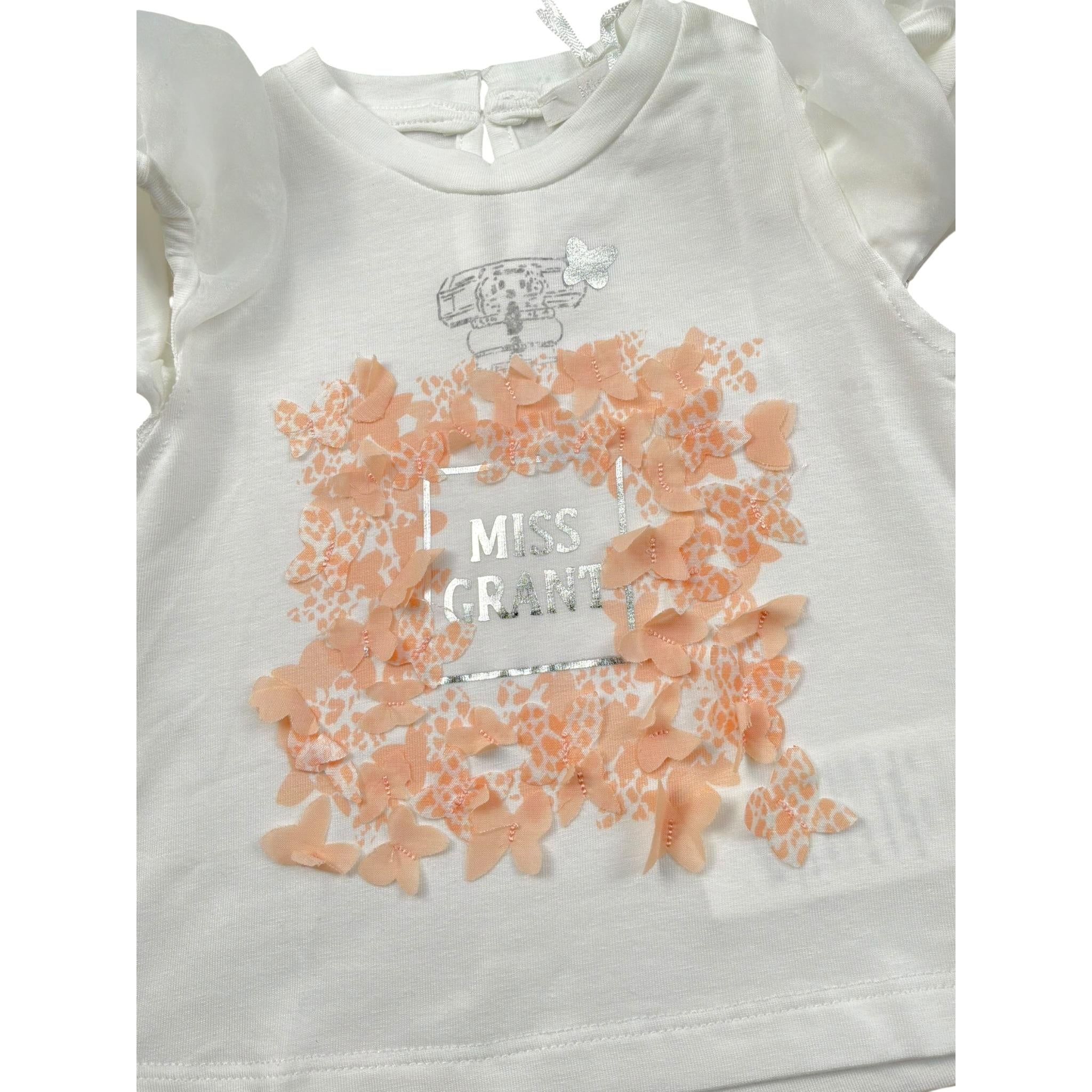 Miss Grant T-Shirt Girocollo tinta unita con Stampa In Contrasto Bianco per Bambina MG1336XXJ BIANCO MISS GRANT 