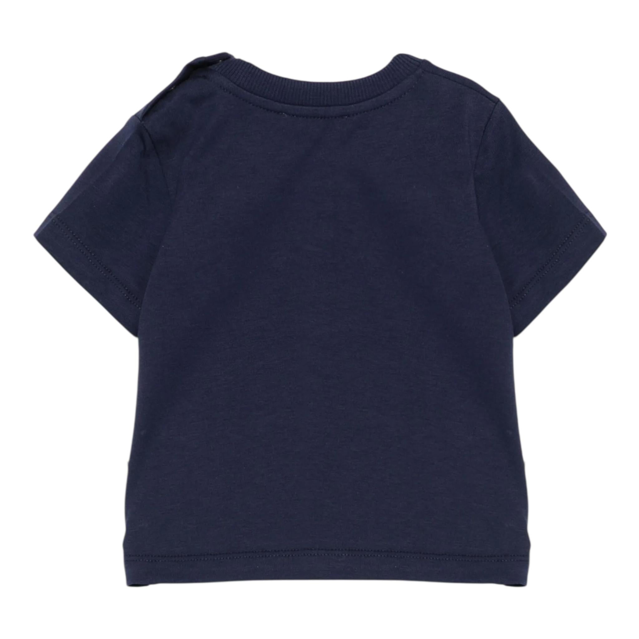 Moschino T-Shirt Girocollo Tinta Unita con Logo per Neonato MUM04E BLU MOSCHINO 