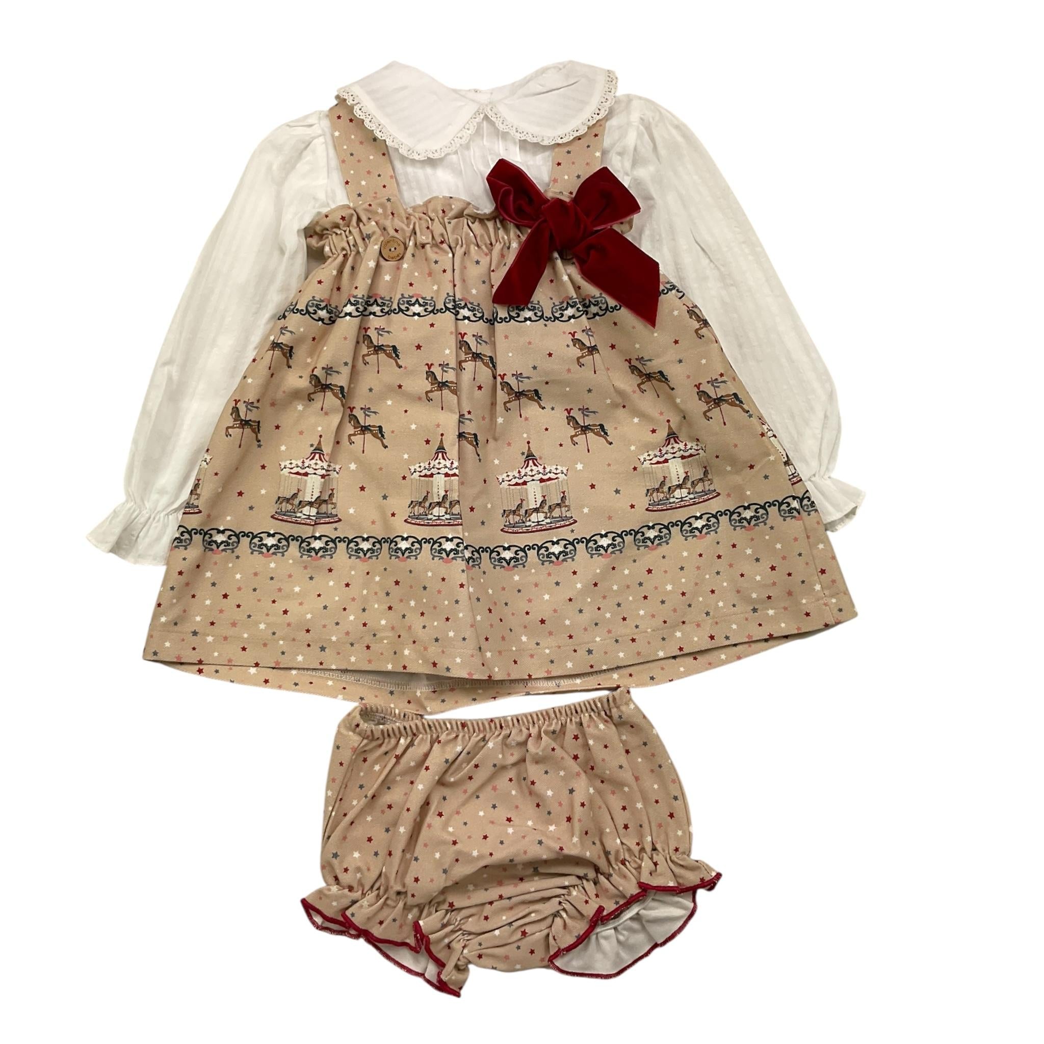 VALENTINA BEBES abito 3pz camicia-coulotte-abito Beige per Neonata MAR79 BEIGE VALENTINA BEBES 