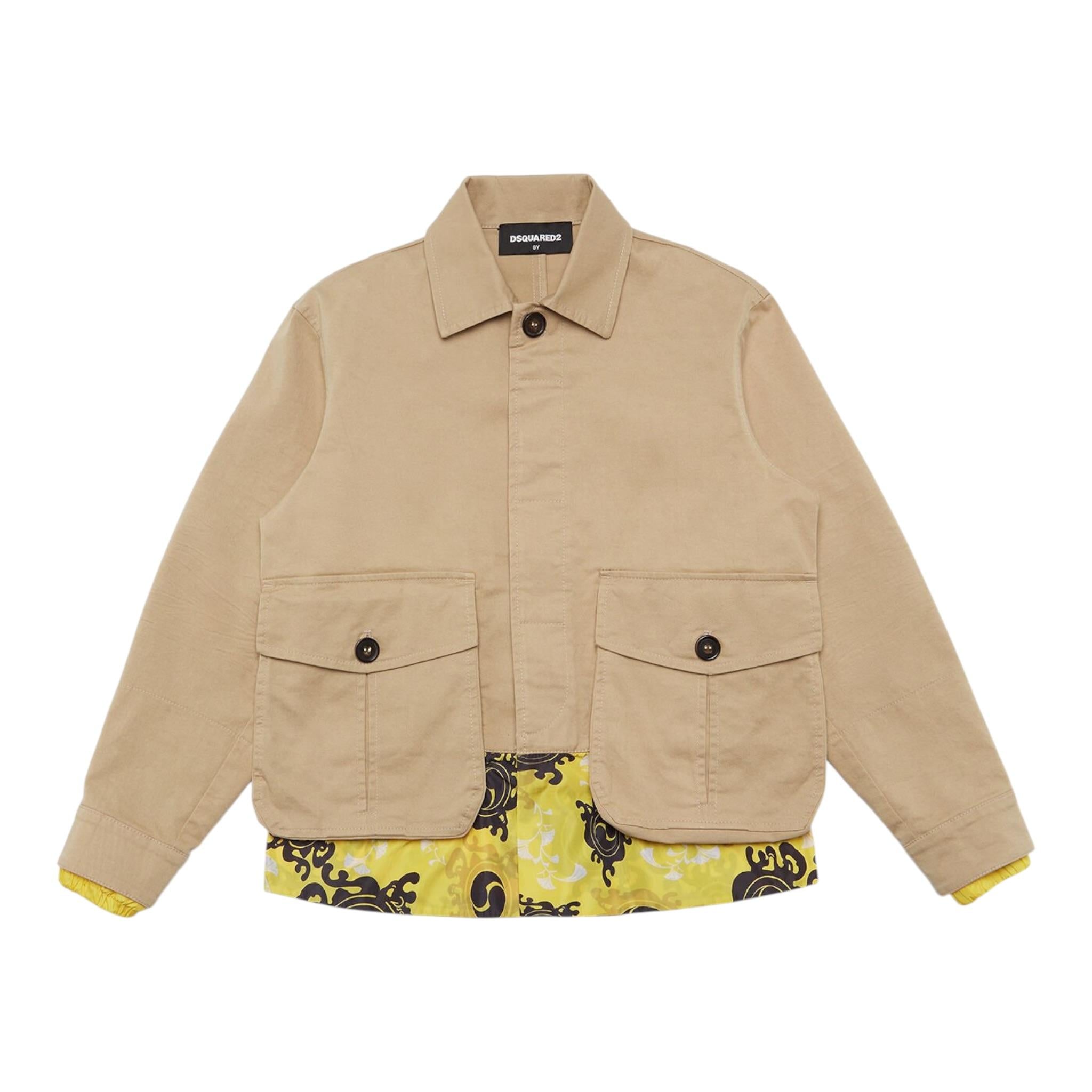 Dsquared2 Camicia Manica Lunga Tinta Unita per Bambino DQ2268 BEIGE DSQUARED2 