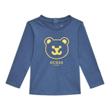 GUESS shirt girocollo tinta unita ocn logo Blu per Neonato I4YI01K8HM4 BLU GUESS 