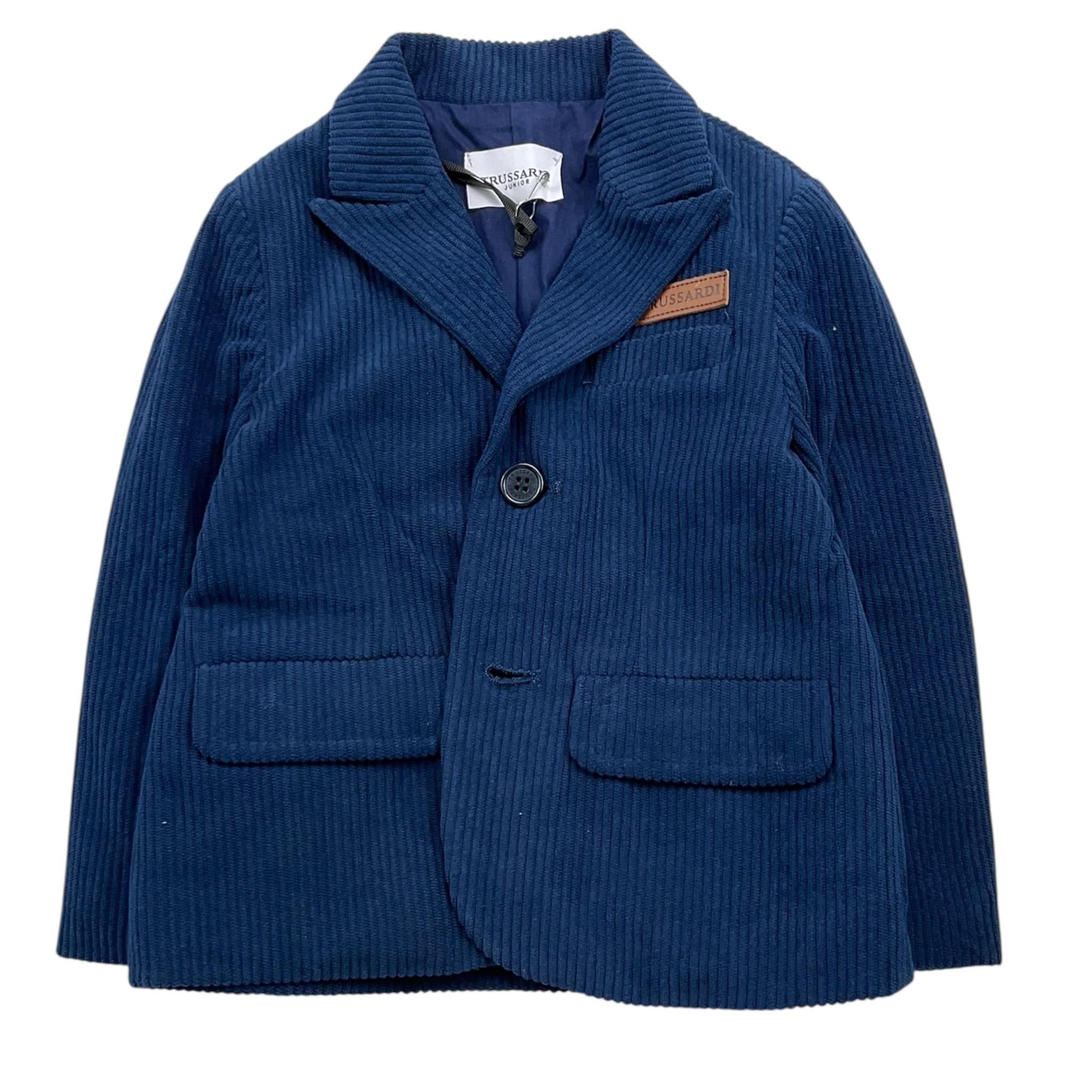 TRUSSARDI giacca tinta unita a costine Blu per Bambino TIA24072GCJ BLU TRUSSARDI 