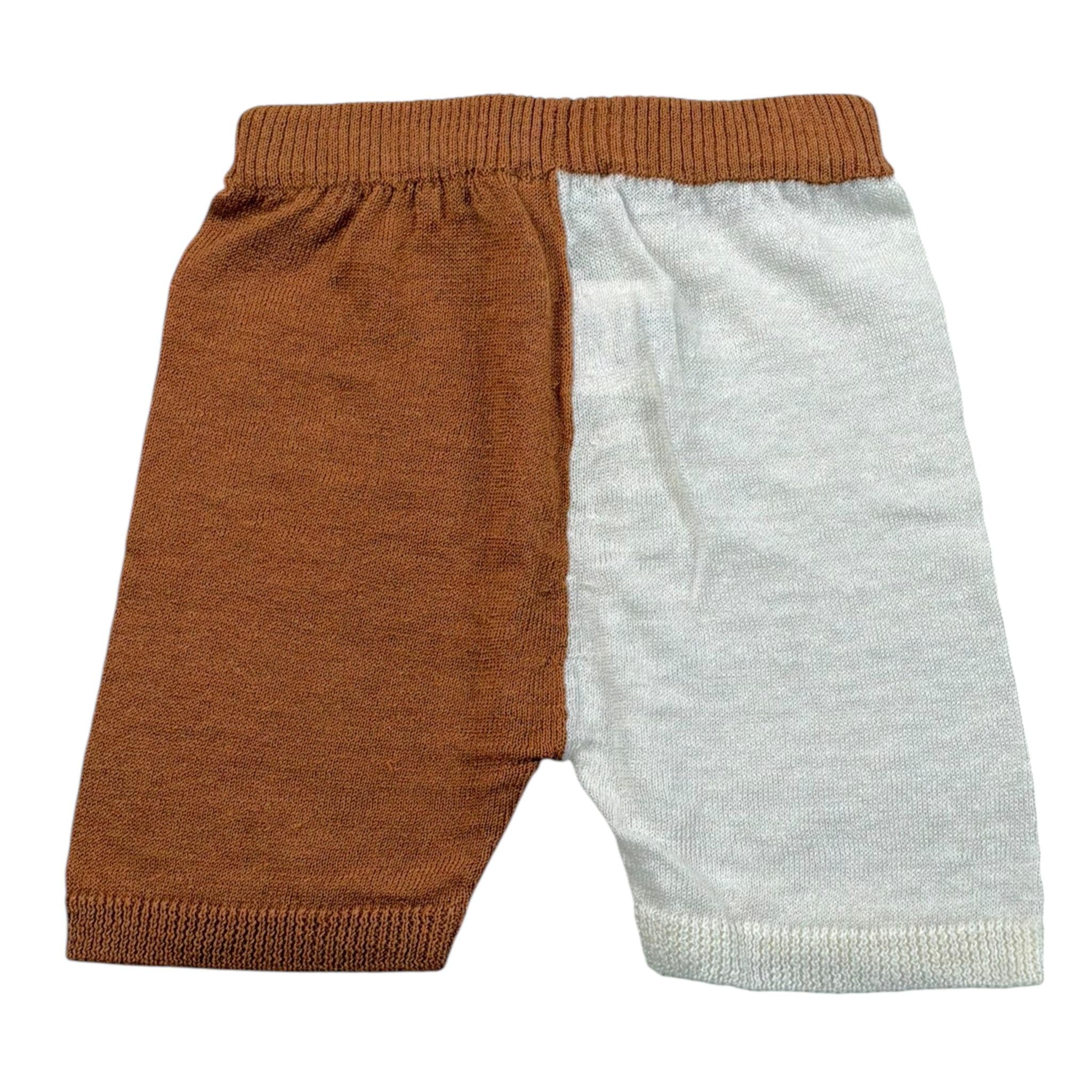 Maglifici di Verona Bermuda In Filo Bicolore per Neonato 045359 BIANCO/MARRONE MAGLIFICI DI VERONA 