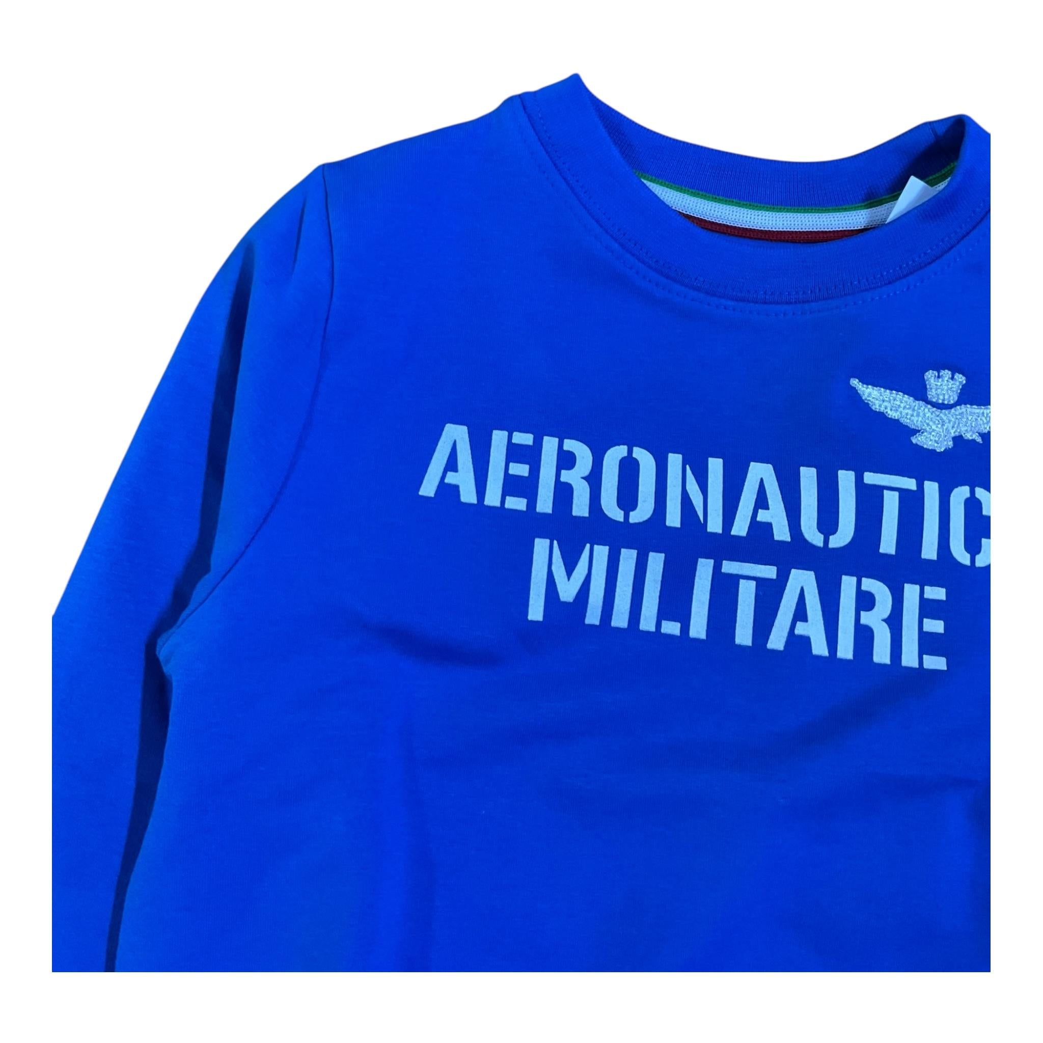 Aeronautica Militare Felpa Chiusa Girocollo Tinta Unita con Stampa Logo per Bambino 251FE0027AJ COBALTO AERONAUTICA MILITARE 