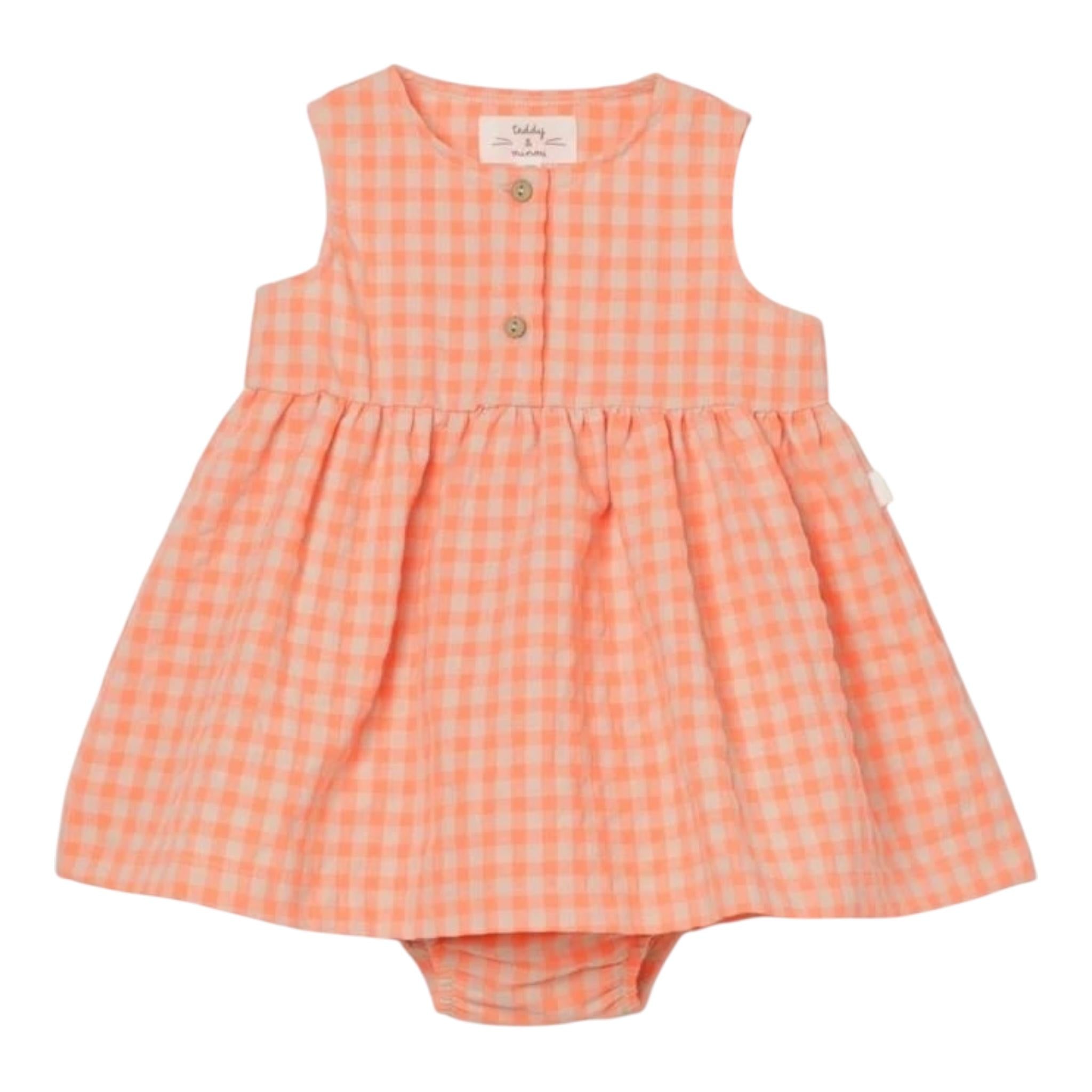 Teddy E Minou Abito Fantasia Quadretti con Culotte per Neonata E25AB032159 ARANCIONE FLUO TEDDY E MINOU 