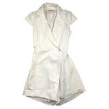 Patrizia Pepe Einfarbiger Armloch-Einteiler-Jumpsuit Mit Gürtel Creme Für Mädchen