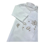 Le Bebe Tutina Manica Lunga Tinta Unita con Ricami per Neonata LBG6303 BIANCO LE BEBE 