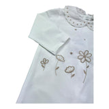 Le Bebe Tutina Manica Lunga Tinta Unita con Ricami per Neonata LBG6303 BIANCO LE BEBE 