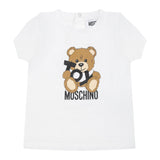 Moschino T-Shirt Girocollo Tinta Unita con Orso per Neonato MNM047X BIANCO MOSCHINO 