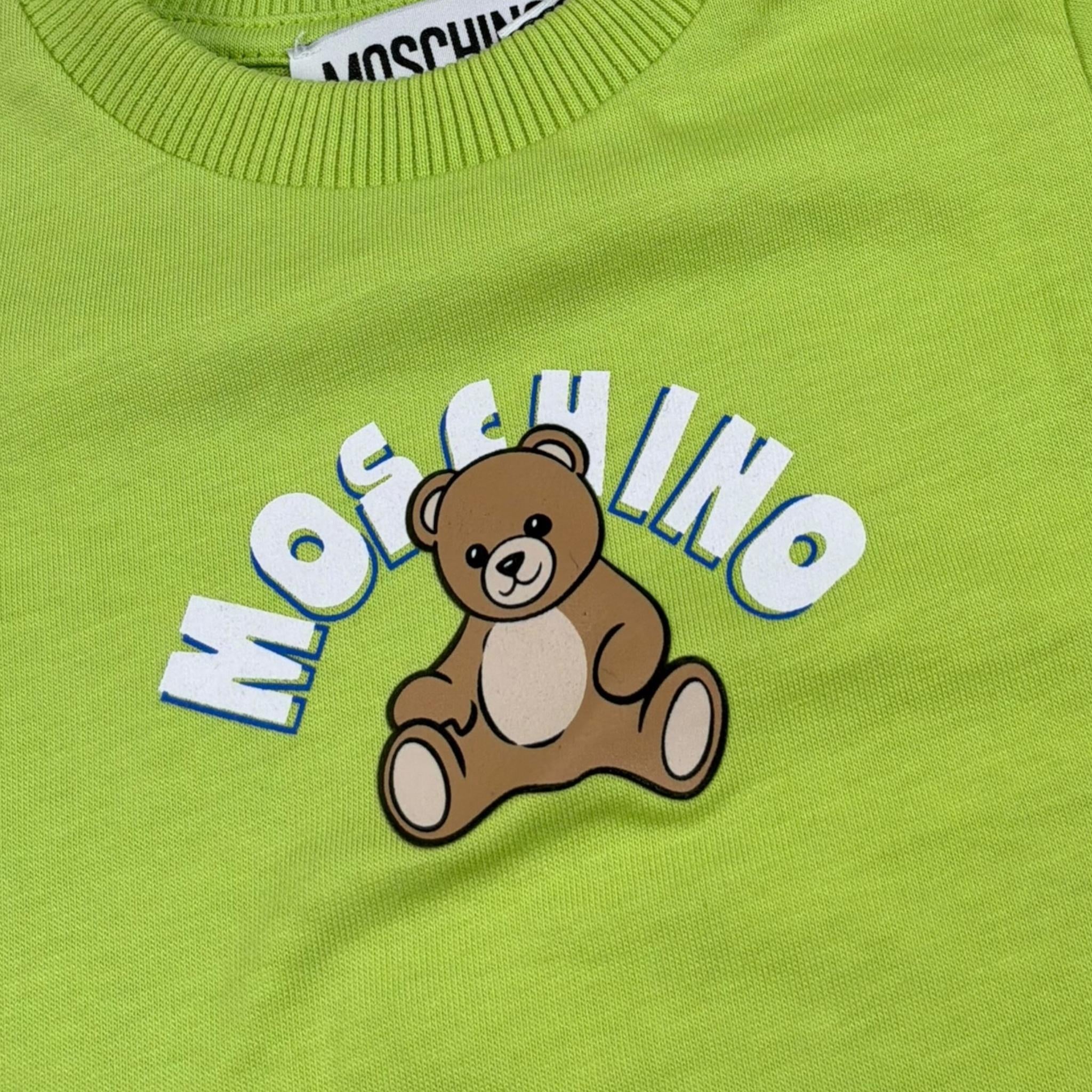 Moschino Pagliaccetto Tinta Unita con Stampa per Neonata MTY022 VERDE MOSCHINO 