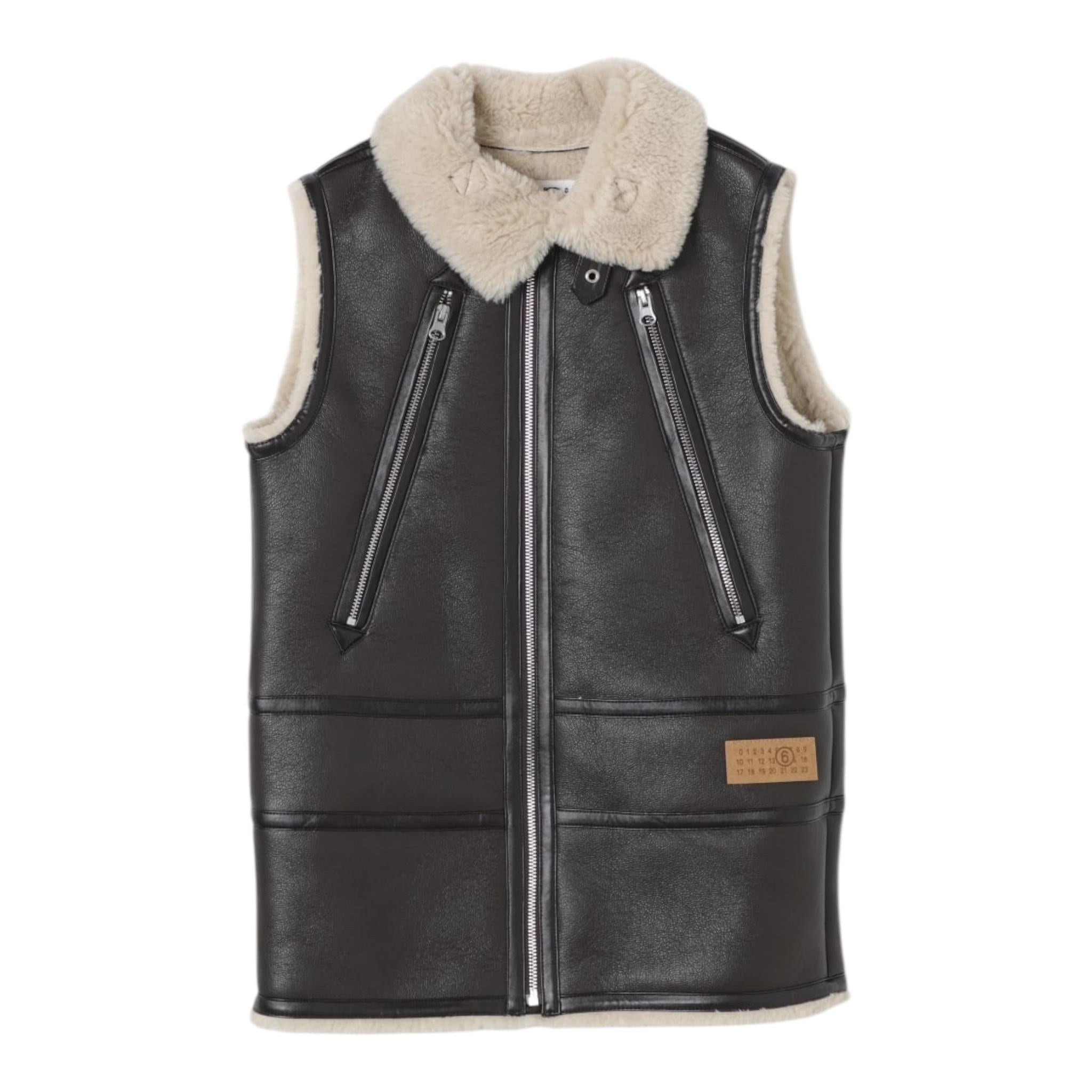 MAISON MARGIELA giubbino smanicato con pelliccia in ecopelle Marrone per Bambino M60634 MARRONE MAISON MARGIELA 