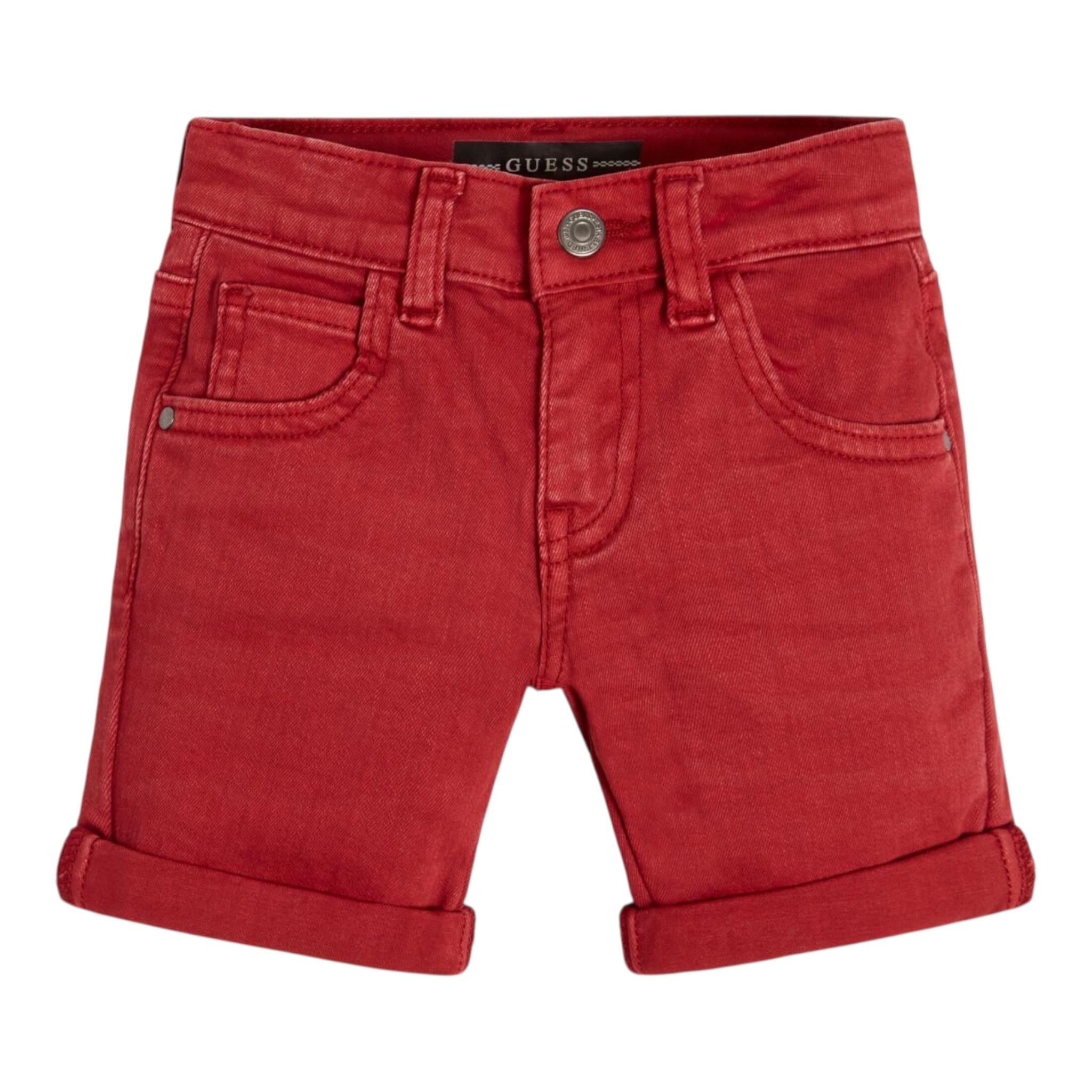 Guess Bermuda Tinta Unita con Girovita Regolabile per Neonato N1RD03WE620N ROSSO GUESS 