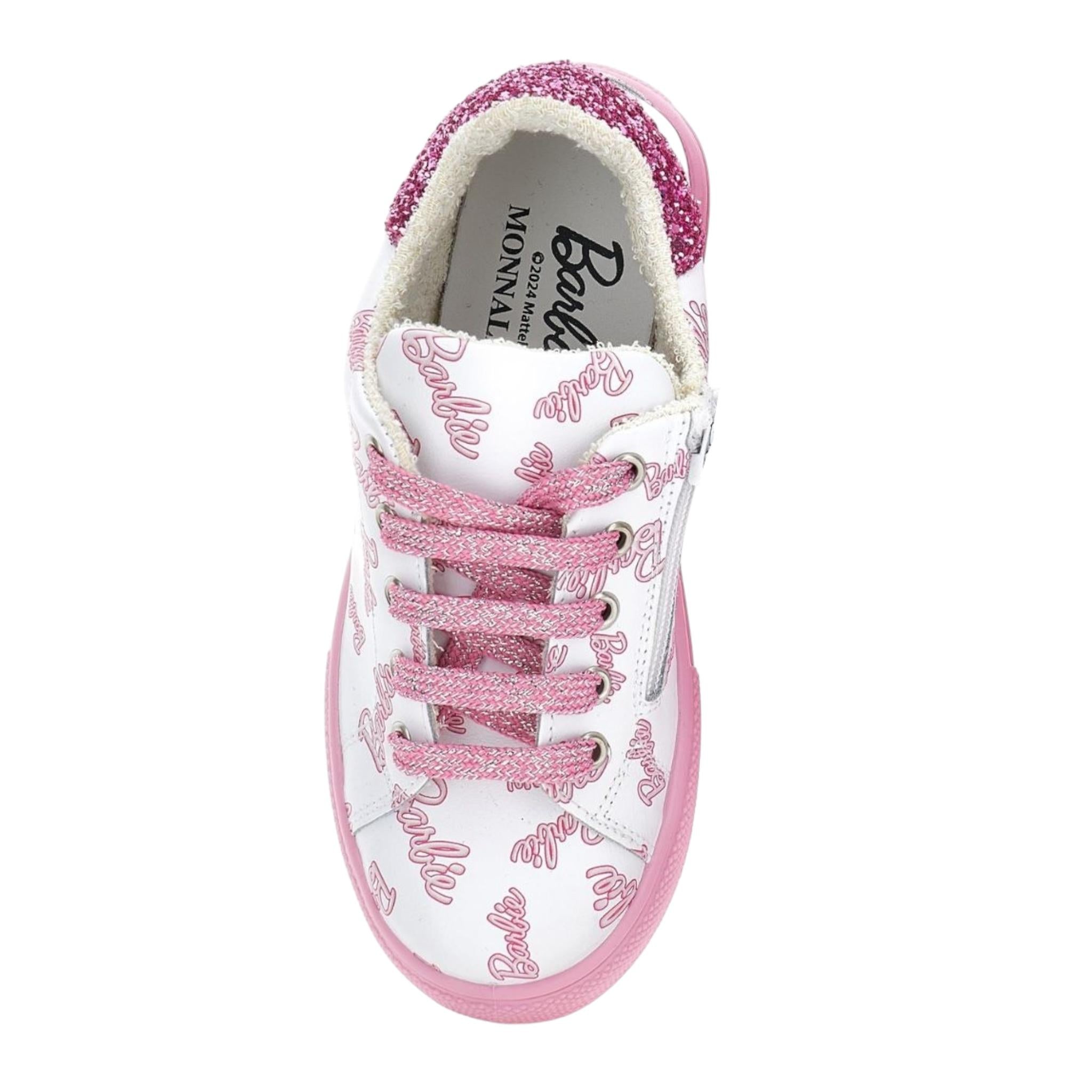 MONNALISA sneaker tinta unita con stampa e lacci Bianco per Bambina 8CD020 BIANCO MONNALISA 