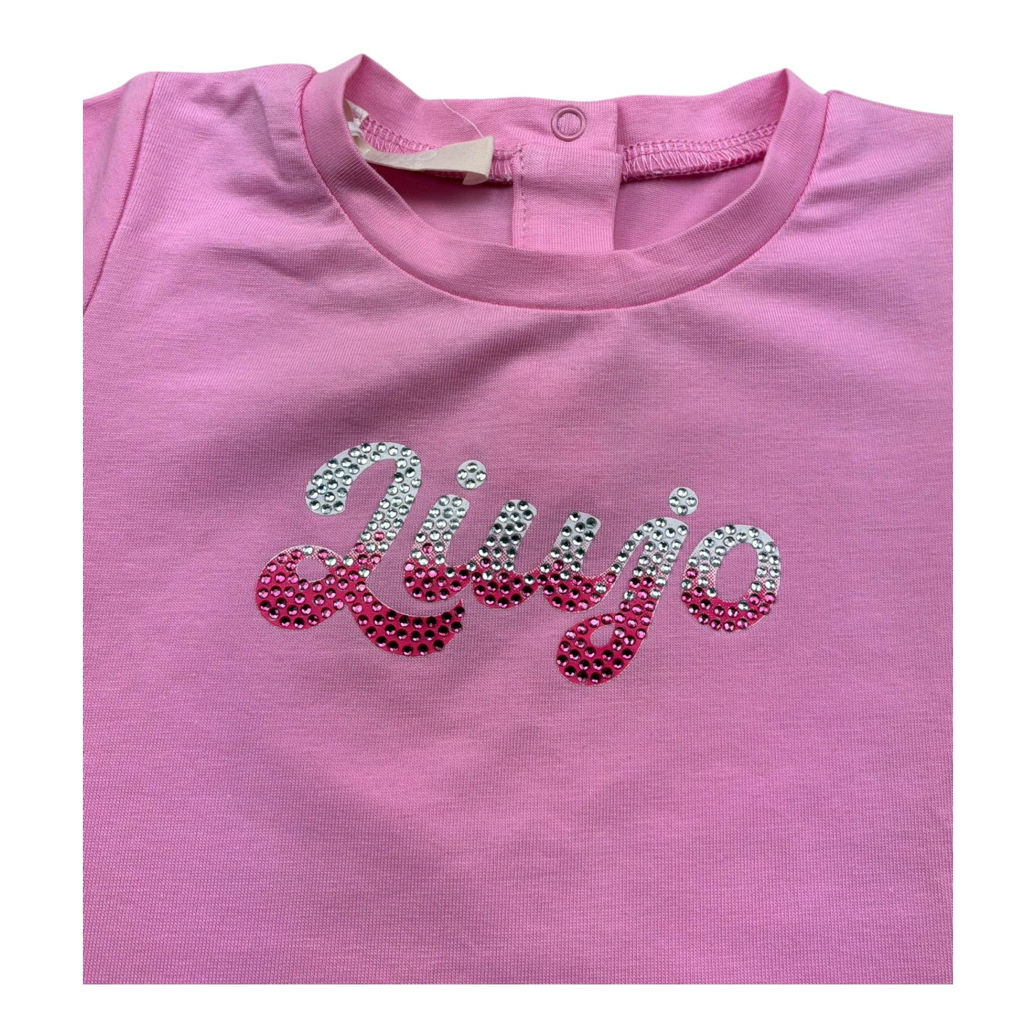 Liu Jo T-Shirt Girocollo Tinta Unita con Brillantini per Neonata HA5037 ROSA LIU JO 