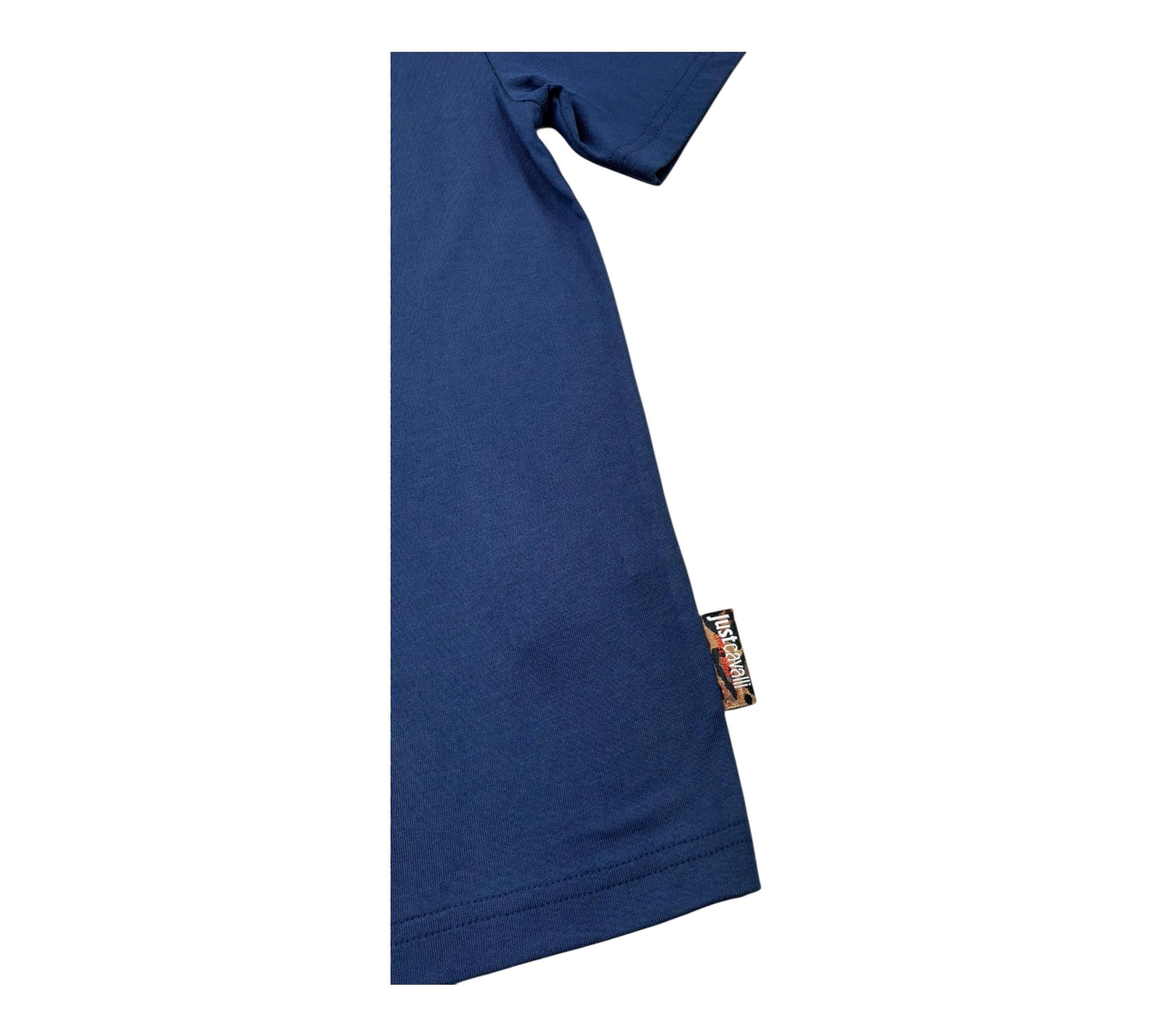 Just Cavalli T-Shirt Girocollo Tinta Unita con Logo per Bambino JBP26092TS BLU JUST CAVALLI 