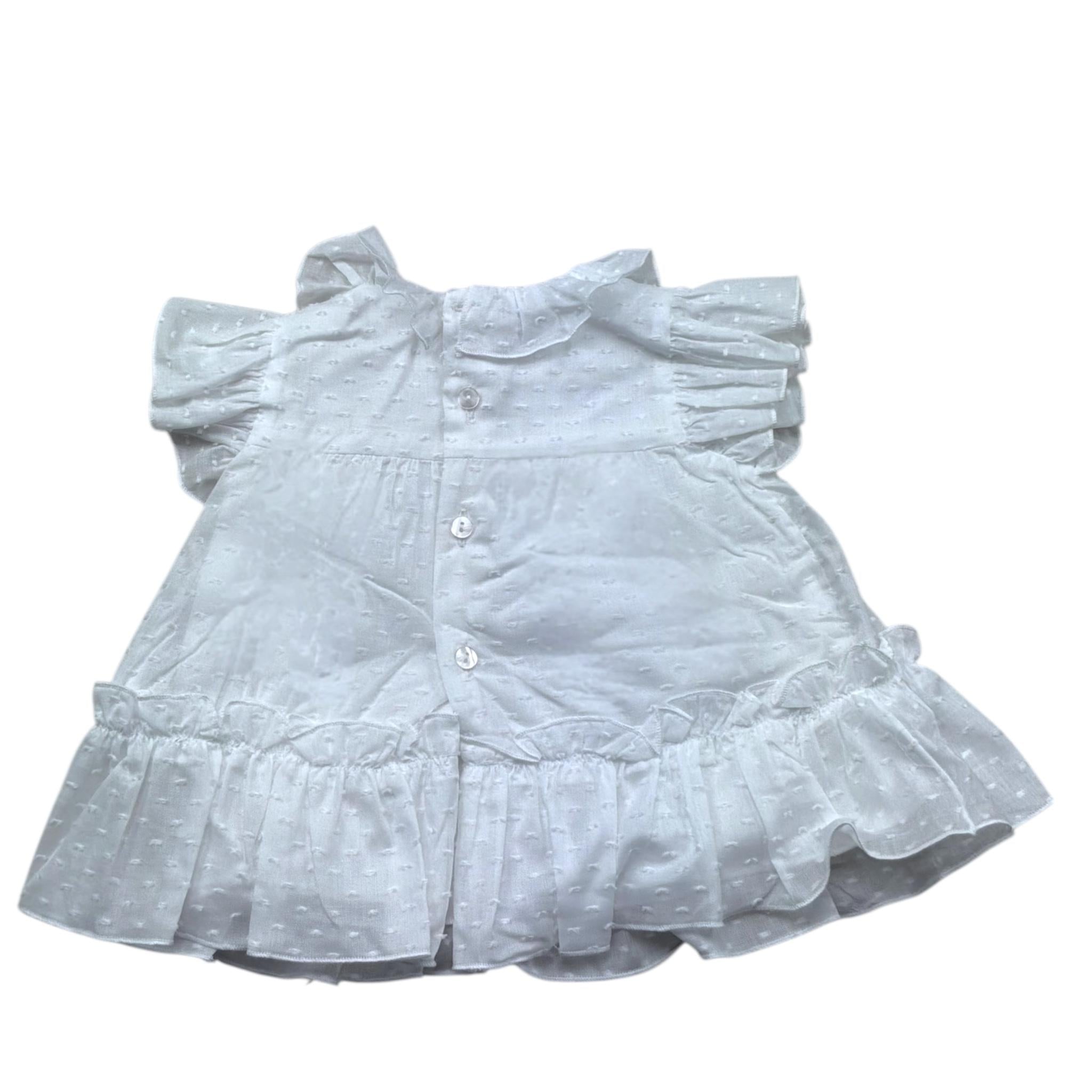 Le Bebe' Abito Tinta Unita con Rouches per Neonata LBG6376 BIANCO LE BEBE' 