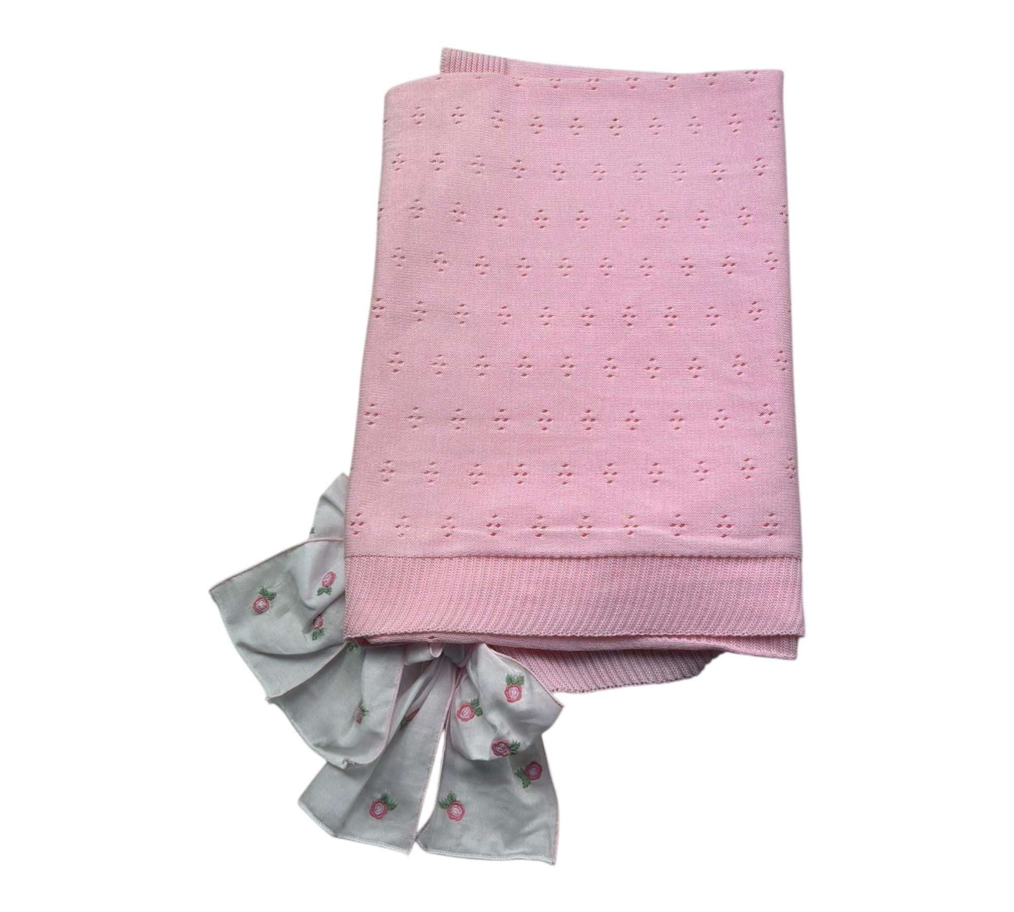 Le Bebe Coperta Tinta Unita con Fiocco per Neonata LBG6222 ROSA LE BEBE 