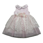 Colori Chiari Abito Giromanica con Ricami Rosa per Neonata FN105861 ROSA COLORI CHIARI 