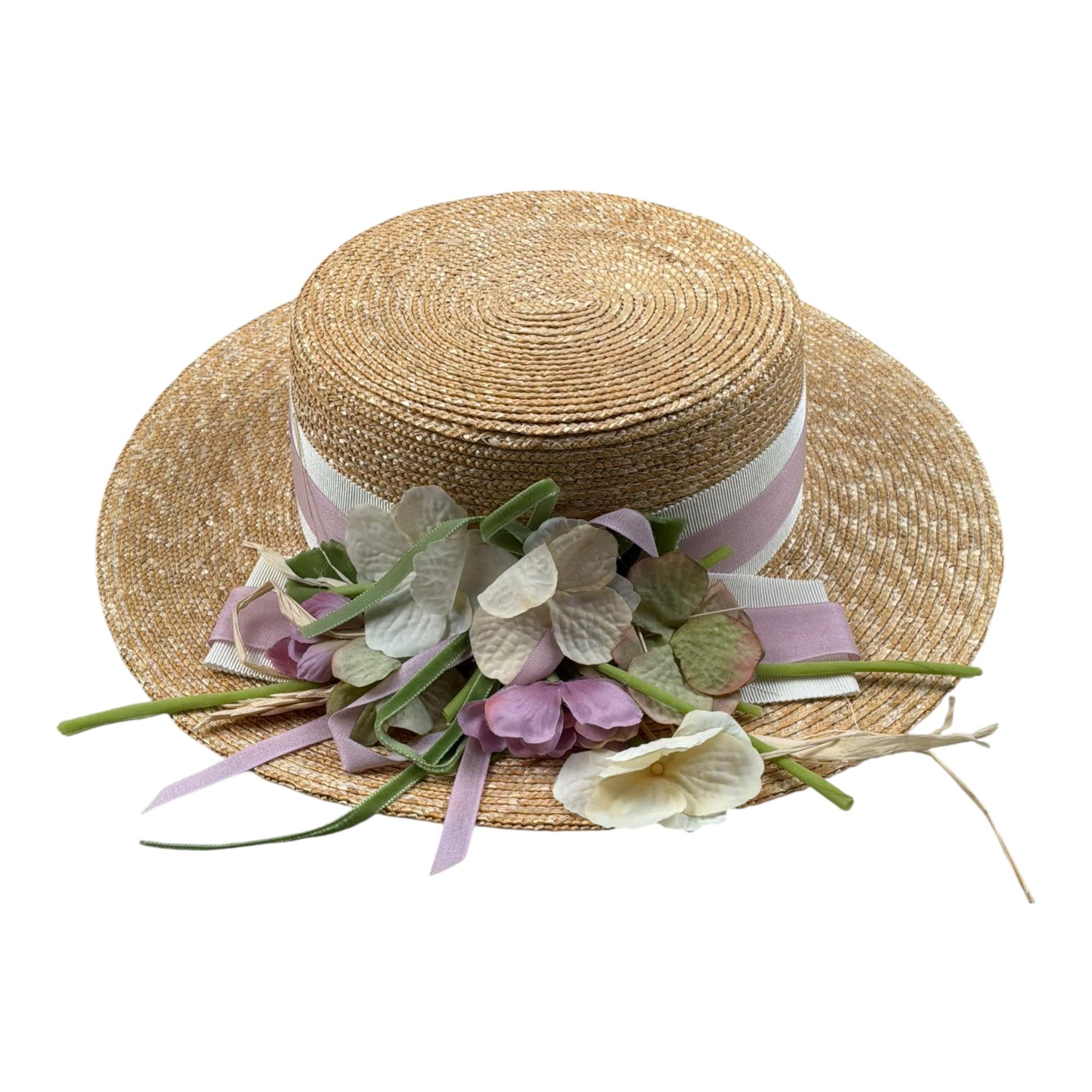 Raffaella Cappello Paglia Tinta Unita con Applicazioni per Bambina CISTERNINO GIALLO RAFFAELLA 