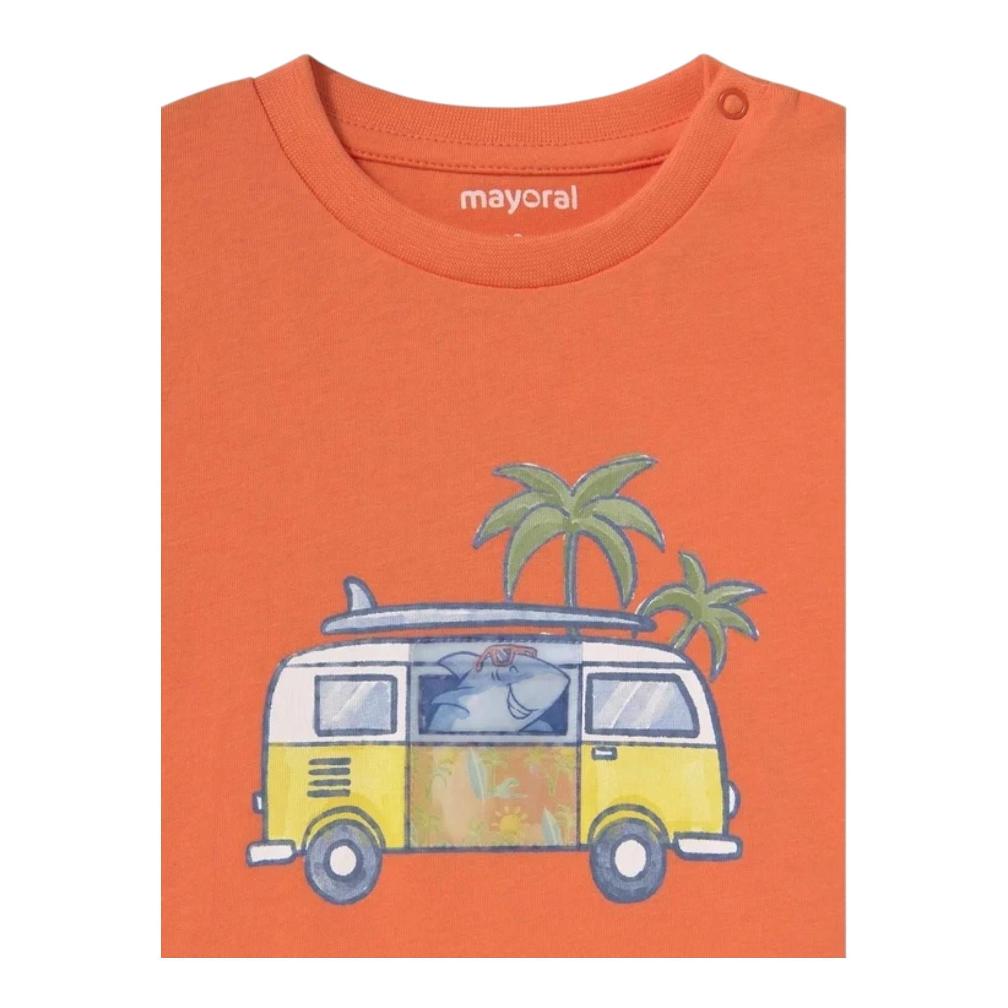 Mayoral T-Shirt Girocollo Tinta Unita con Stampa per Neonato 1063 ARANCIONE MAYORAL 
