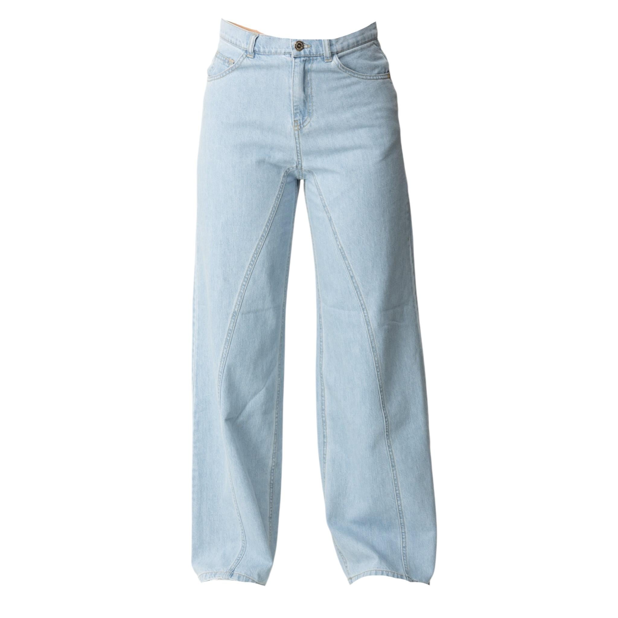 Elisabetta Franchi Jeans Tinta Unita Modello A Palazzo per Bambina EFPA280X AZZURRO ELISABETTA FRANCHI 