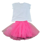 Daga Collection Completo Gonna con Tulle-T-Shirt Tinta Unita  per Bambina M10130 BIANCO DAGA COLLECTION 
