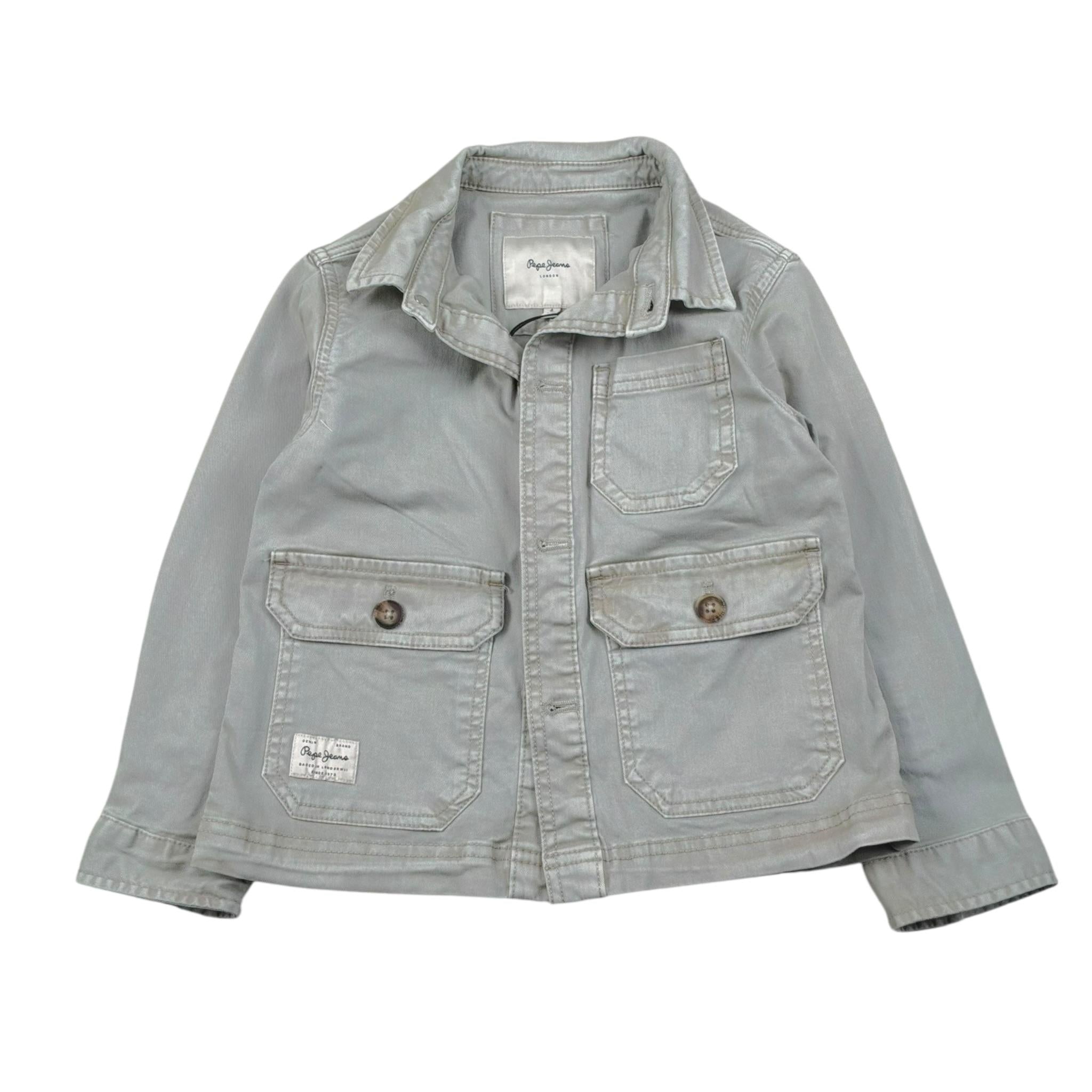 Pepe Feamo Camicia Tinta Unita con Taschini In Denim per Bambino PB401311 VERDE PEPE JEANS 