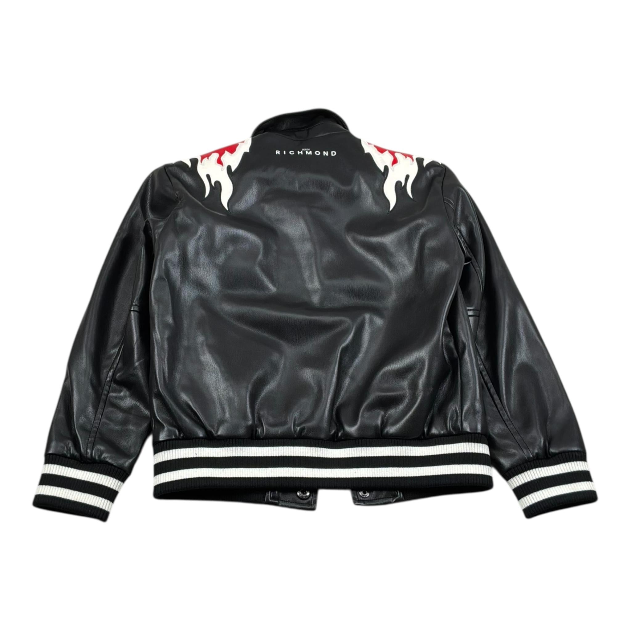 John Richmond Giubbino Tinta Unita In Ecopelle con Stampa per Bambino RBP26119GB NERO JOHN RICHMOND 