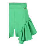 Odi Et Amo Short Tinta Unita con Balze Verde per Bambina