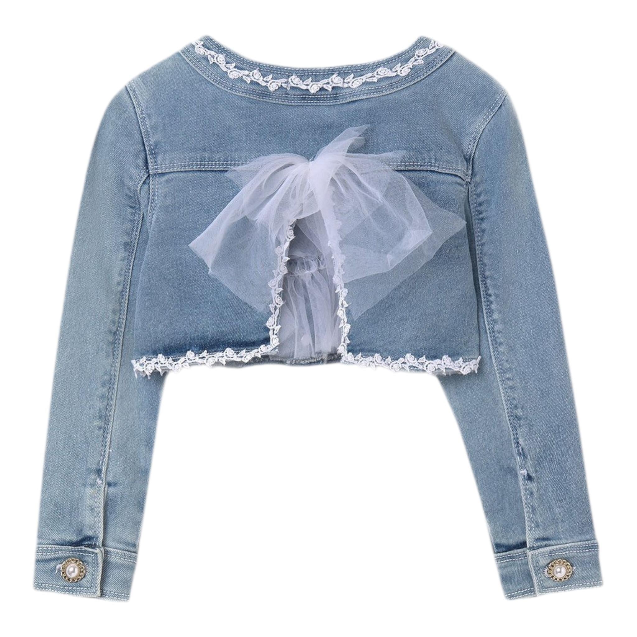 Abel & Lula Giubbino In Denim Tinta Unita con Ricami per Bambina 5369XX AZZURRO ABEL & LULA 