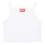 Diesel Canotta Bretelline Tinta Unita con Stampa Brillantinata per Bambina J02201 BIANCO DIESEL 
