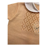 Babidu T-Shirt Tinta Unita Con Colletto In Contrasto E Trafori Pesca Per Neonata