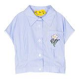 Off-White Camicia Mezza Manica Tinta Unita Fantasia A Righe Azzurro Per Bambina