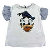 Monnalisa T.Shirt Girocollo Tinta Unita con Stampa Paperino per Bambina 191605S5 BIANCO MONNALISA 