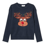 NAME IT maglia girocollo tinta unita con ricami Blu per Bambino 13211004 BLU NAME IT 