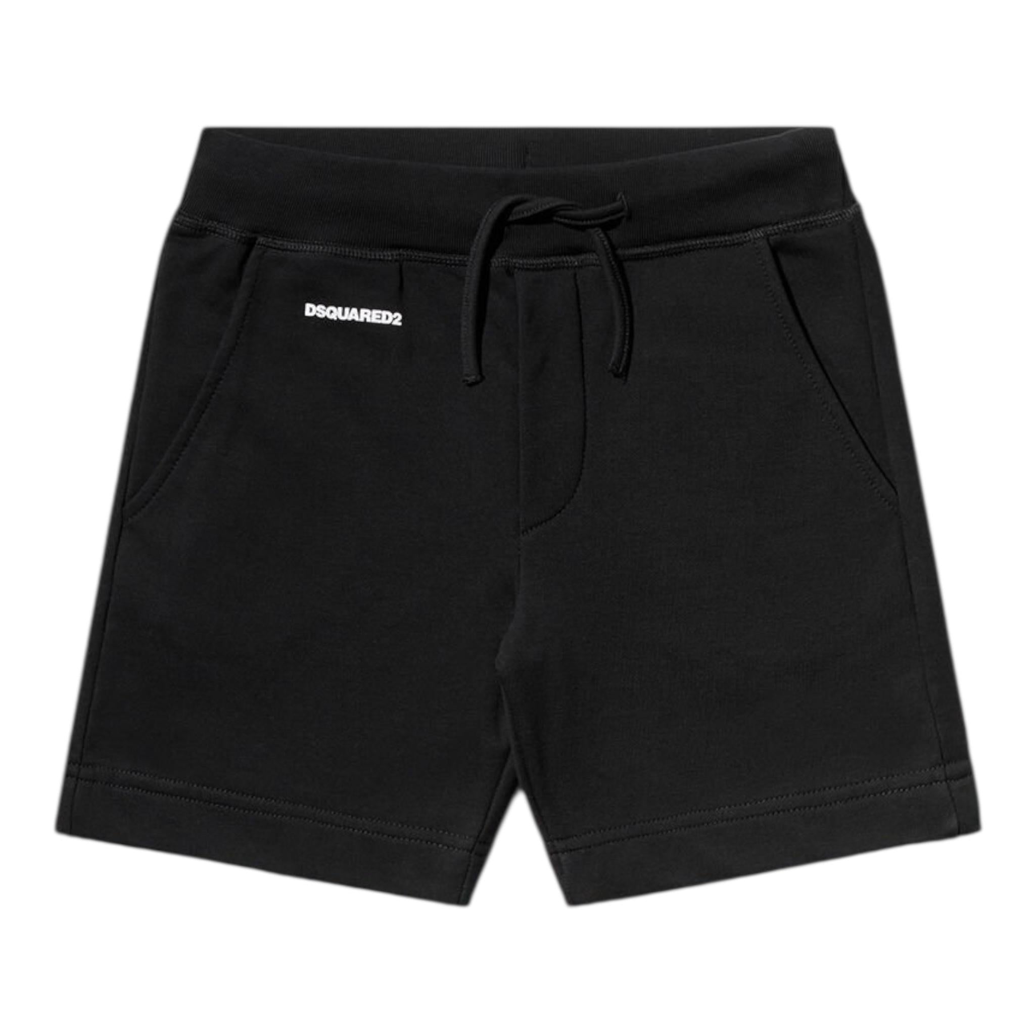 Dsquared2 Bermuda Felpa Tinta Unita con Logo per Bambino DQ0667 NERO DSQUARED2 