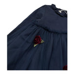 Le Bebe Abito Manica Lunga Tinta Unita con Tulle per Neonata LBG1122 BLU LE BEBE 