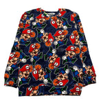 MOUSSE felpa chiusa girocollo tinta unita cn stampe mario Blu per Bambino HKFG368 BLU MOUSSE 