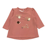 Name.It Shirt Girocollo Tinta Unita Con Stampa Rosa Antico Per Neonata