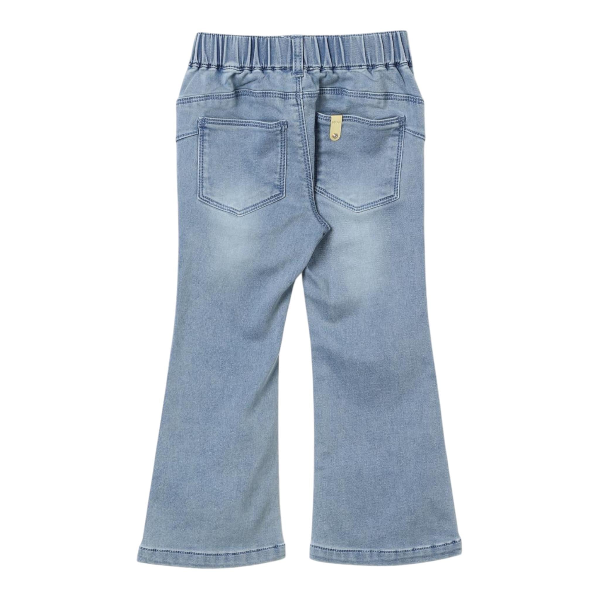 LIU JO jeans tinta unita modello zampa Azzurro per Bambina KF4019 AZZURRO LIU JO 