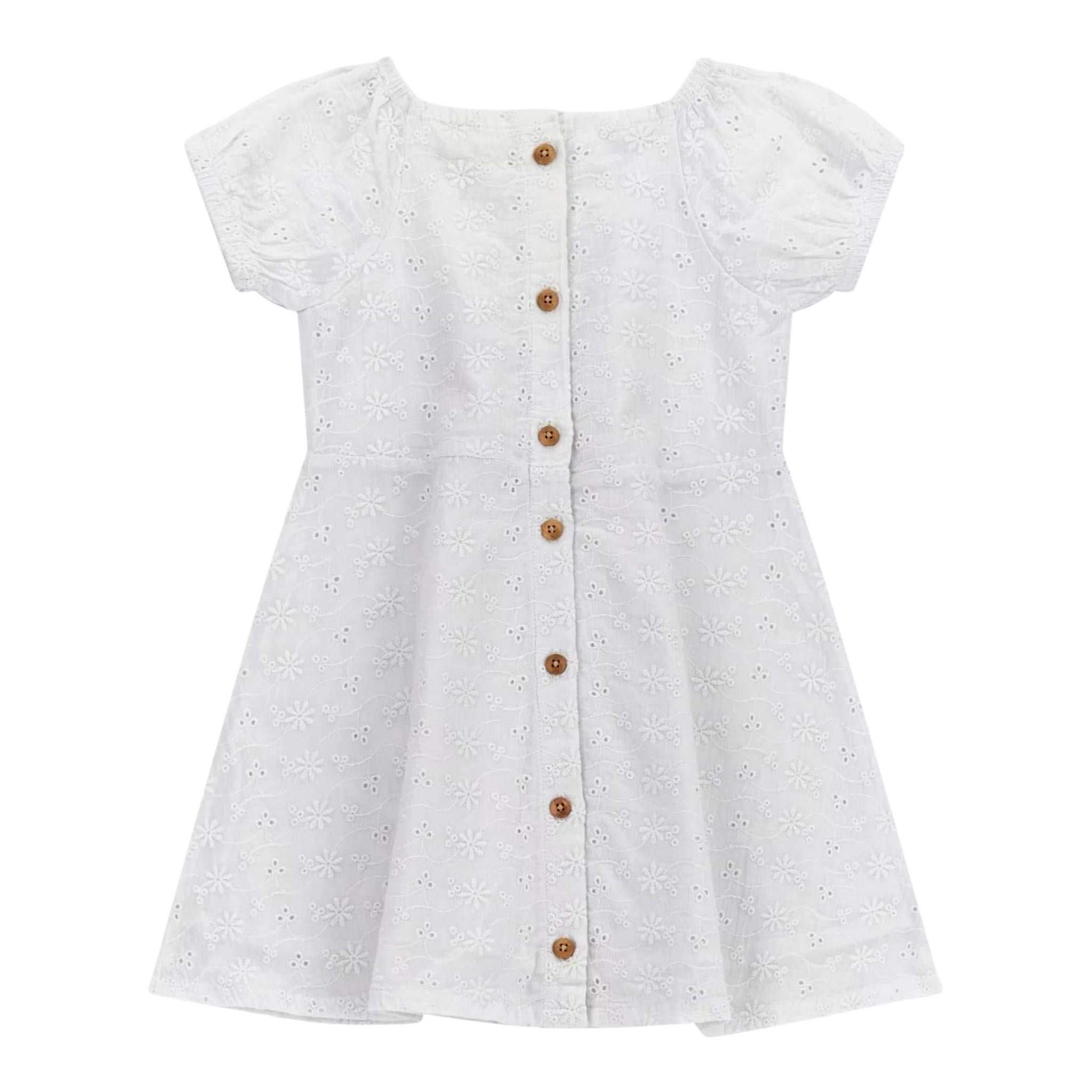 Guess Abito Mezza Manica Tinta Unita In Pizzo Sangallo per Bambina K4GK02WG680 BIANCO GUESS 