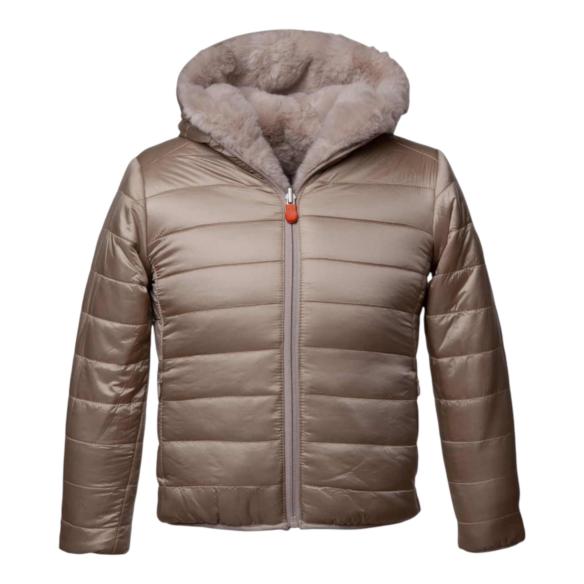 SUNS  giubbino tinta unita reversibile in pelliccia Beige per Bambina GBS5355D BEIGE SUNS 