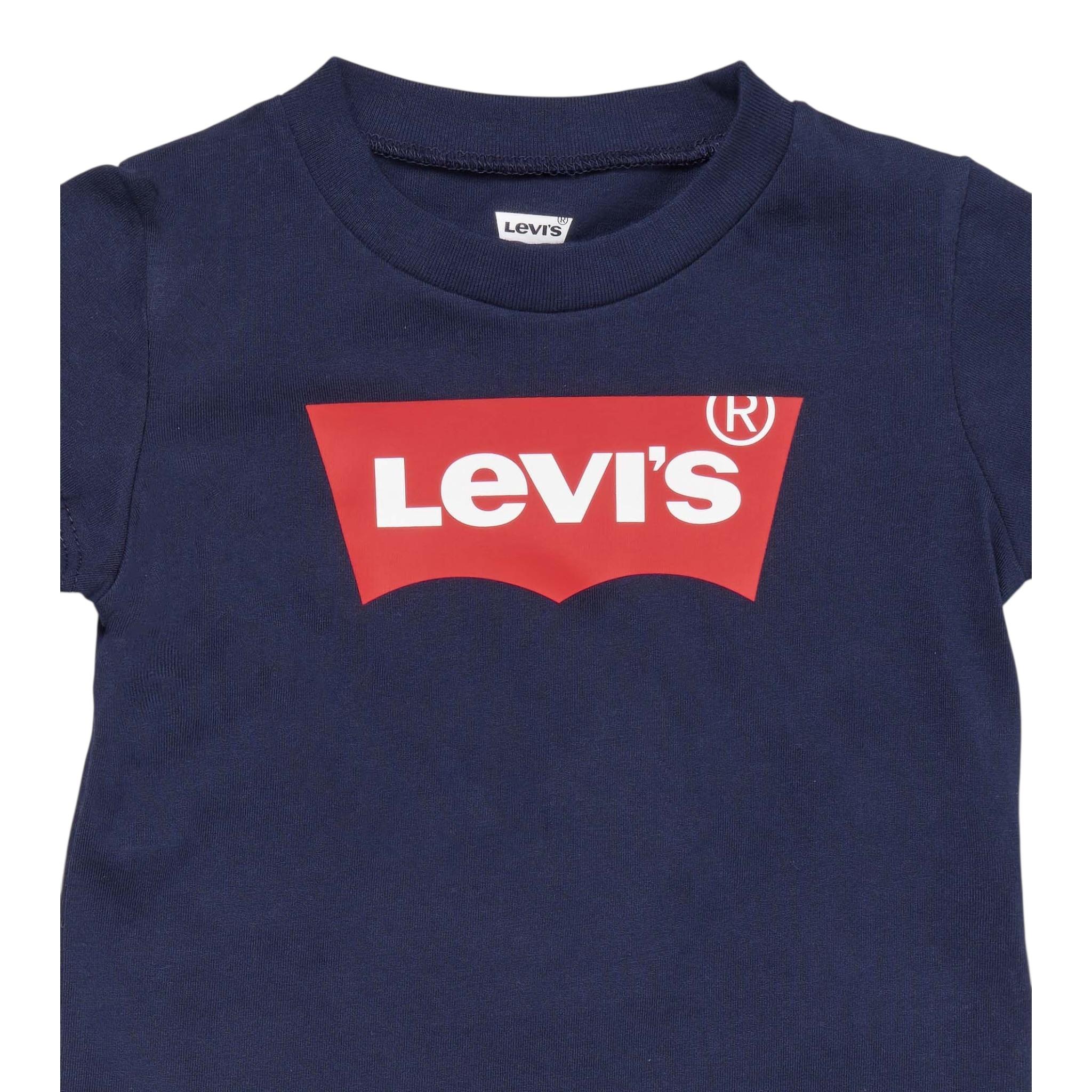 Levi'S T-Shirt Girocollo Tinta Unita con Stampa per Bambino 8E8157JXX BLU LEVI'S 