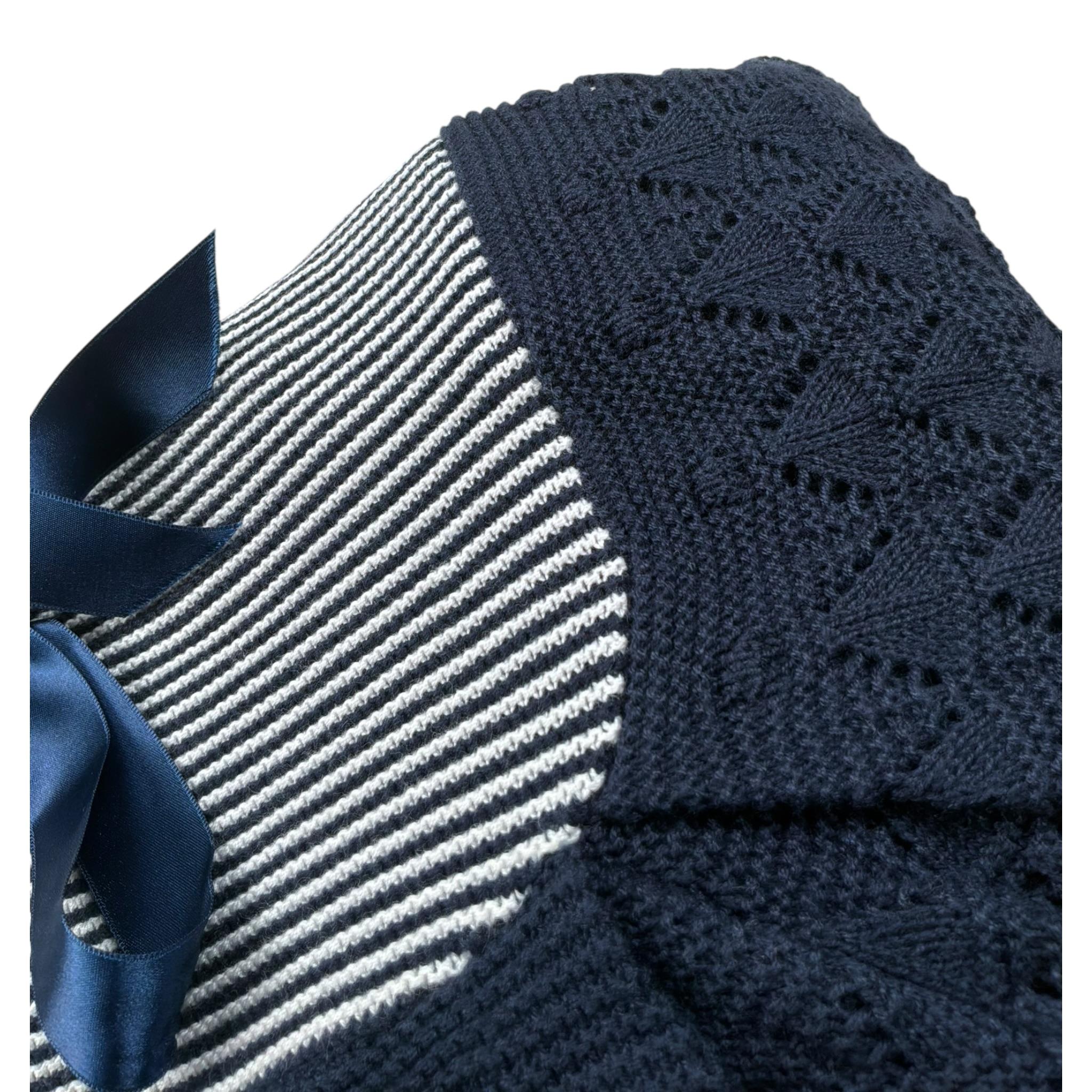 Juliana Coperta Tinta Unita con Fantasia A Righe per Neonata J3007 BLU JULIANA 