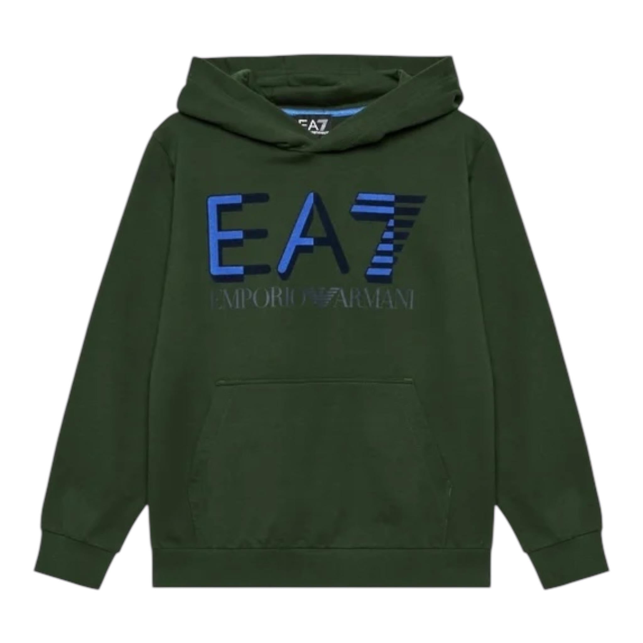 EMPORIO ARMANI felpa tinta unita con cappuccio e stampa Verde per Bambino 6RBM64 VERDE EMPORIO ARMANI 