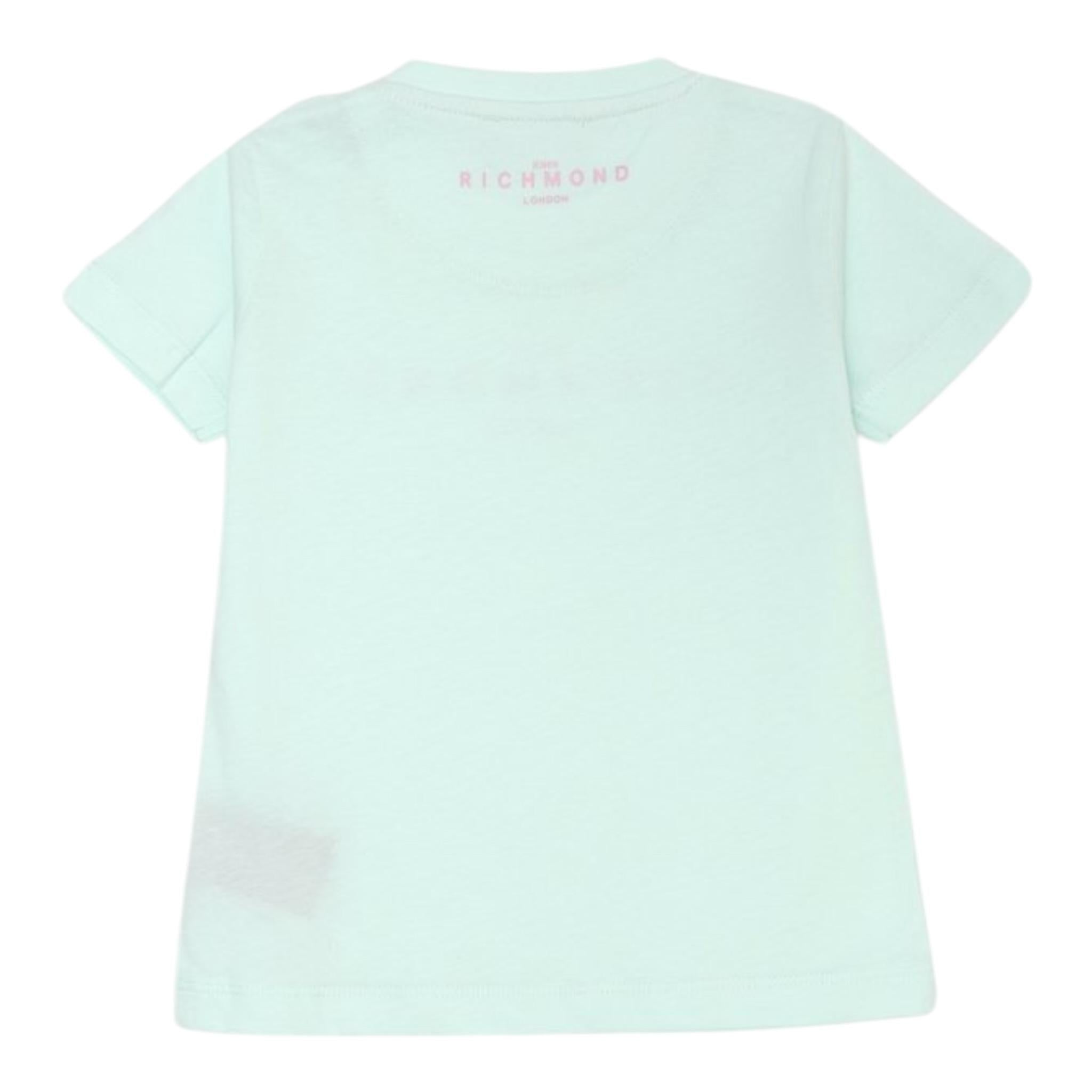 John Richmond T-Shirt Girocollo tinta unita con Stampa Verde Acqua per Bambina RIP25002TSSJ VERDE ACQUA JOHN RICHMOND 