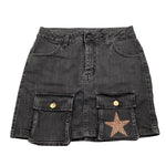 MARC ELLIS gonne in denim tinta unita con tasconi Nero per Bambina JMJSK00282 NERO MARC ELLIS 