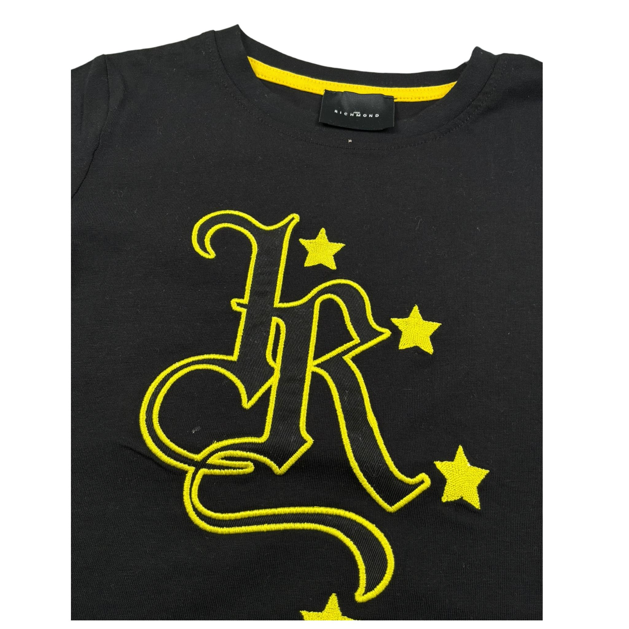John Richmond T-Shirt Girocollo Tinta Unita con Ricami per Bambino RBP25062TS NERO JOHN RICHMOND 