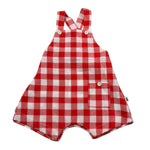 Petit Indi Salopette Bicolore con Fantasia A Quadri per Neonata SS25B2511 BIANCO/ROSSO PETIT INDI 