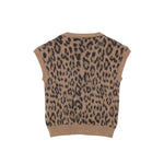 N°21 maglia tinta unita giromanica con fantasia maculato Beige per Bambina N21997 BEIGE N°21 